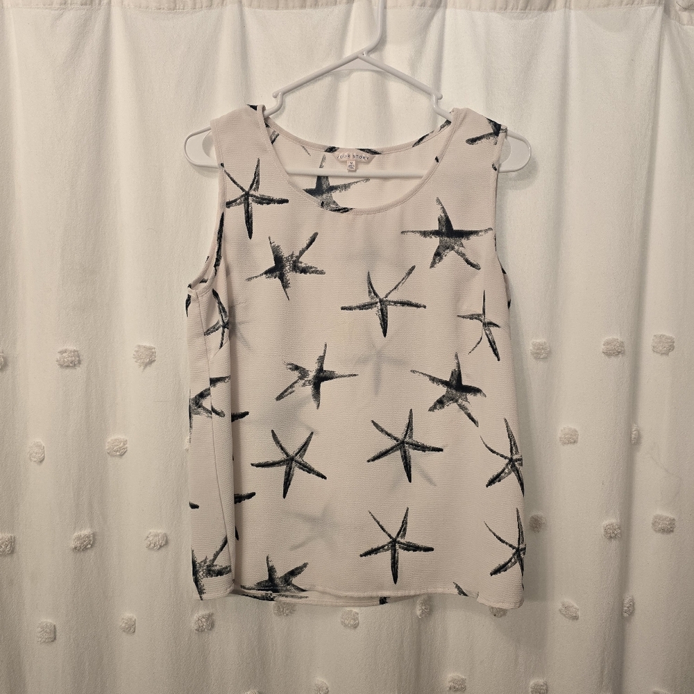 Your Story Star Print Sleeveless Top Ladies Size Medium